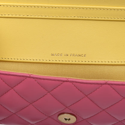 Chanel Lambskin Quilted Glasses Case With Chain Pink Yellow 8 of 13