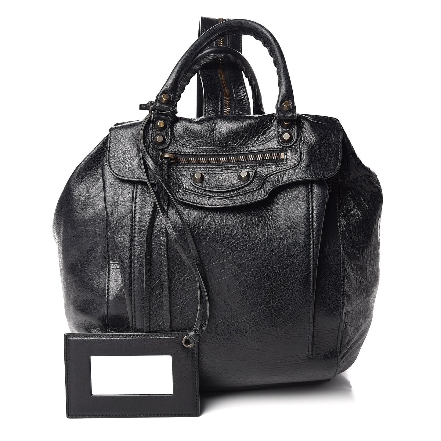 Agneau Classic Hardware Zip Traveler Backpack Black