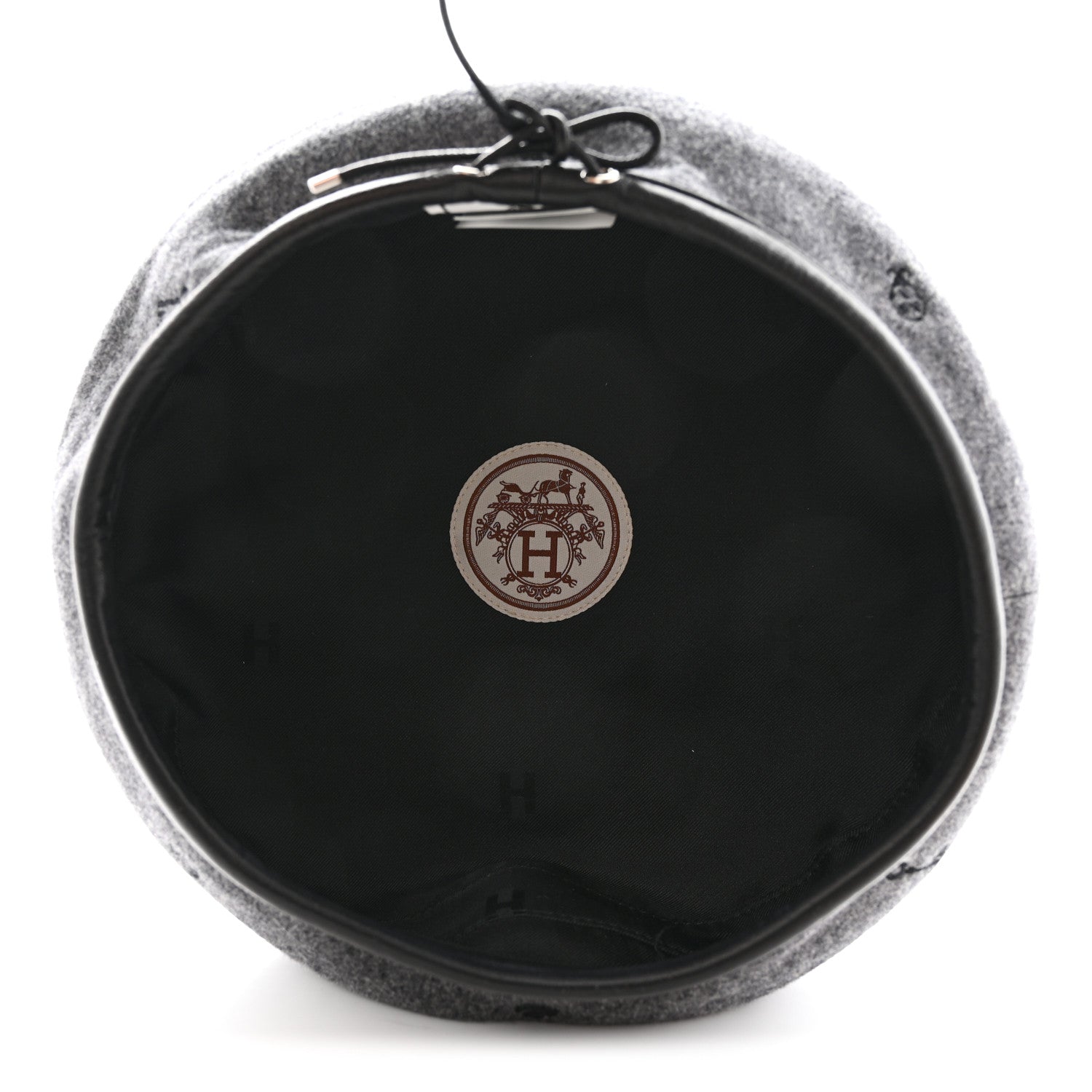 Hermes Cashmere Lambskin Saint-Honore Charms Beret 56 Charbon 7 of 12