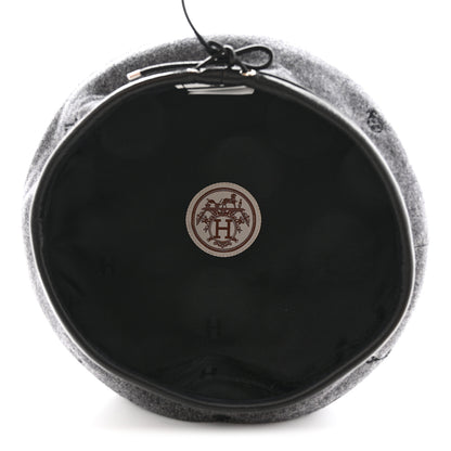 Hermes Cashmere Lambskin Saint-Honore Charms Beret 56 Charbon 7 of 12