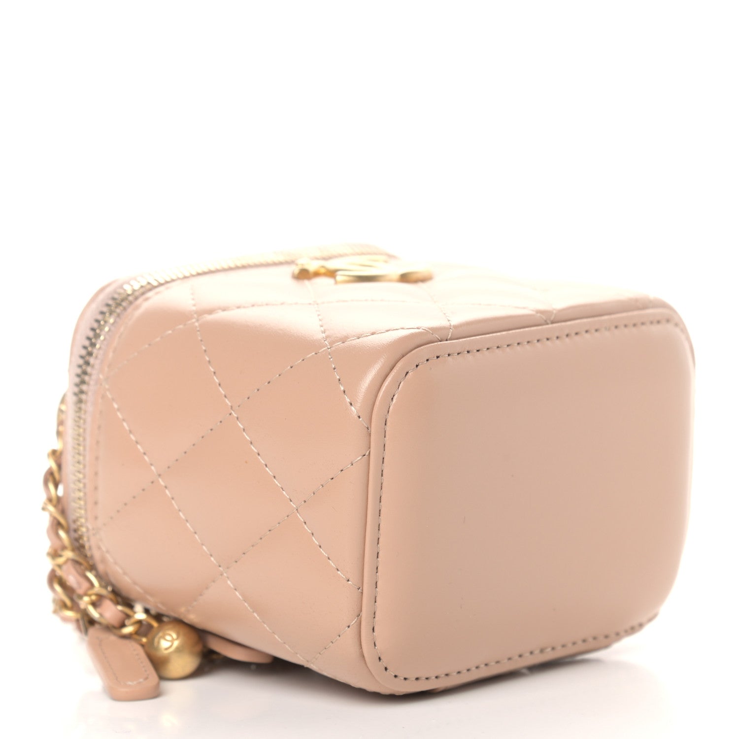 Chanel Calfskin Quilted Mini Perfect Fit Vanity Case With Chain Beige 3 of 8
