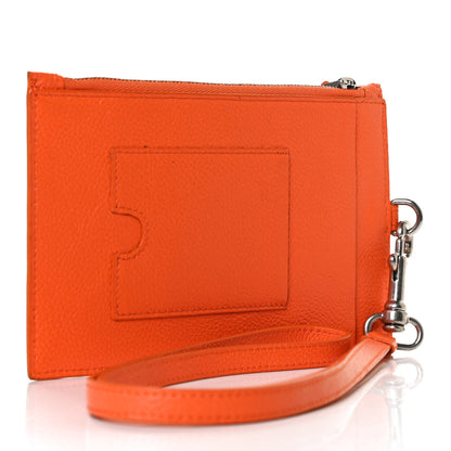Balenciaga Grained Calfskin Logo Cash Passport Photo ID Zip Holder Fluo Orange Black 2 of 11