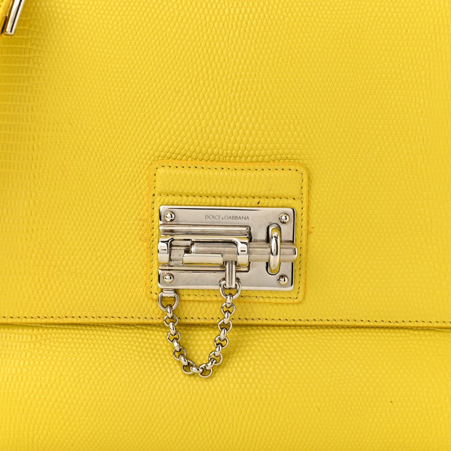 Lizard Calfskin Embossed Medium Monica Top Handle Bag Yellow