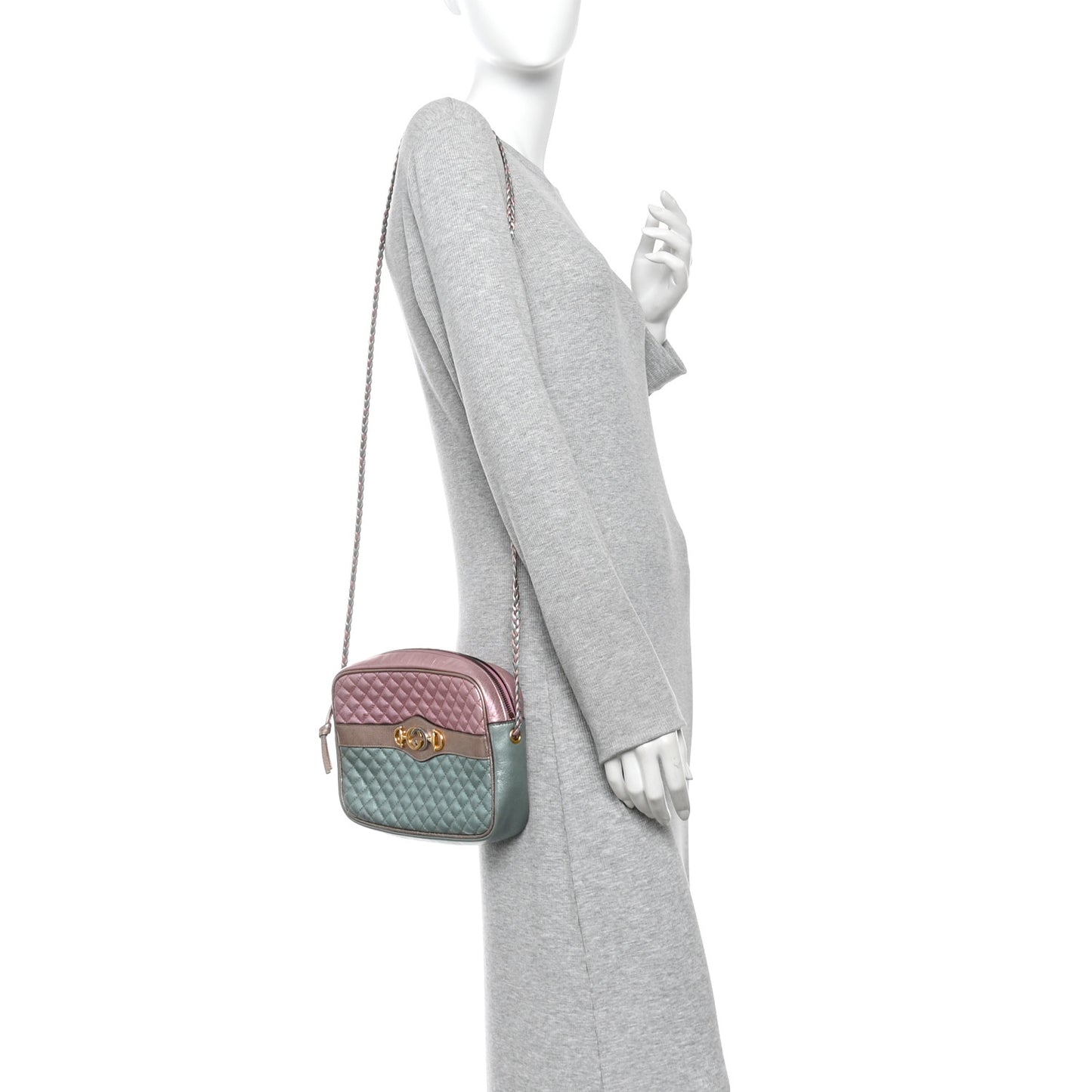 Laminated Nappa Trapuntata Small Zumi Shoulder Bag Rosa Lago Rame