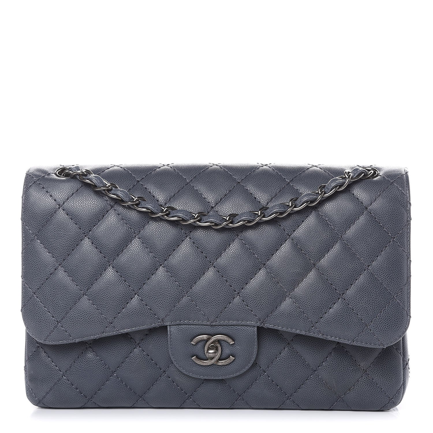 Chanel Caviar Quilted Jumbo Double Flap Dark Grey 1 of 15