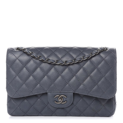 Chanel Caviar Quilted Jumbo Double Flap Dark Grey 1 of 15