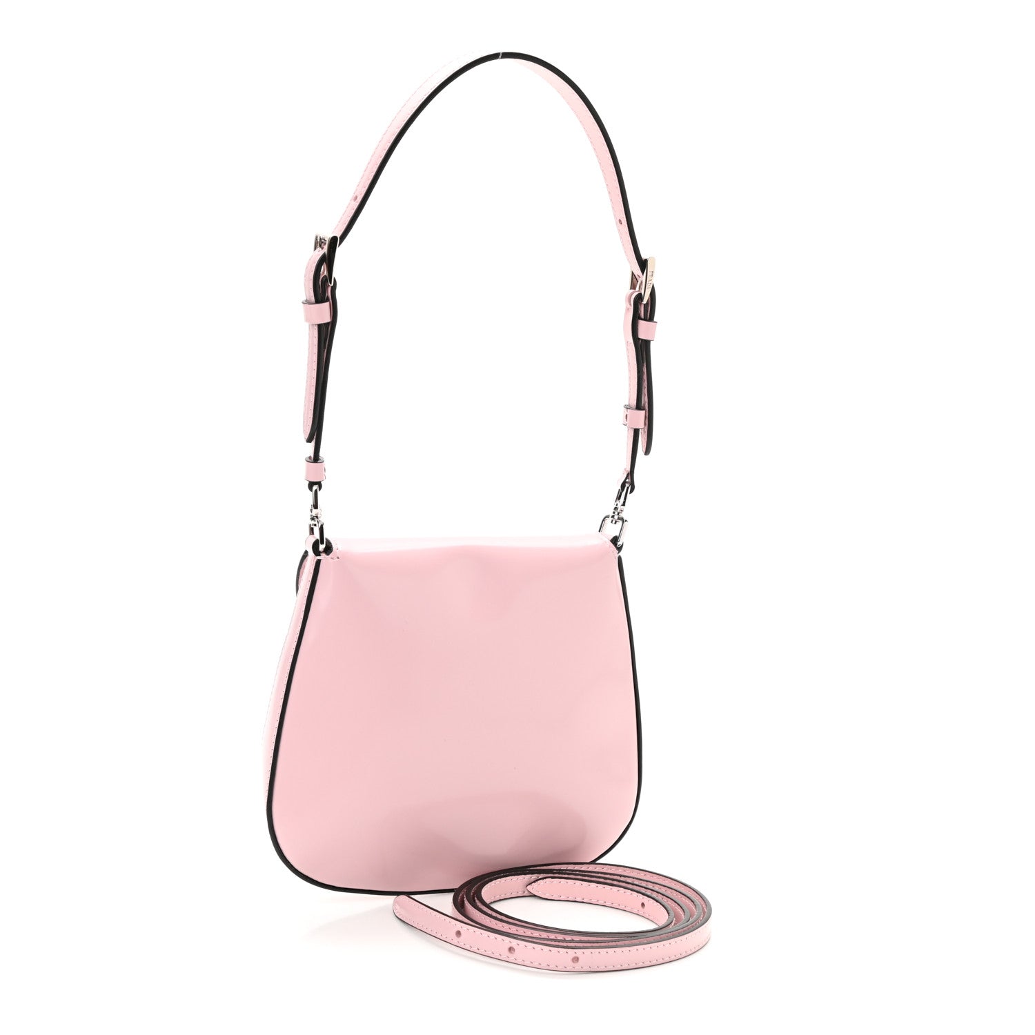 Prada Spazzolato Mini Cleo Flap Adjustable Strap Shoulder Bag Alabastro Black 3 of 9
