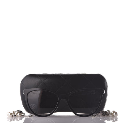 Chanel Acetate Polarized Fantasy Pearl Cat Eye Sunglasses 5341-H-A Black 9 of 9