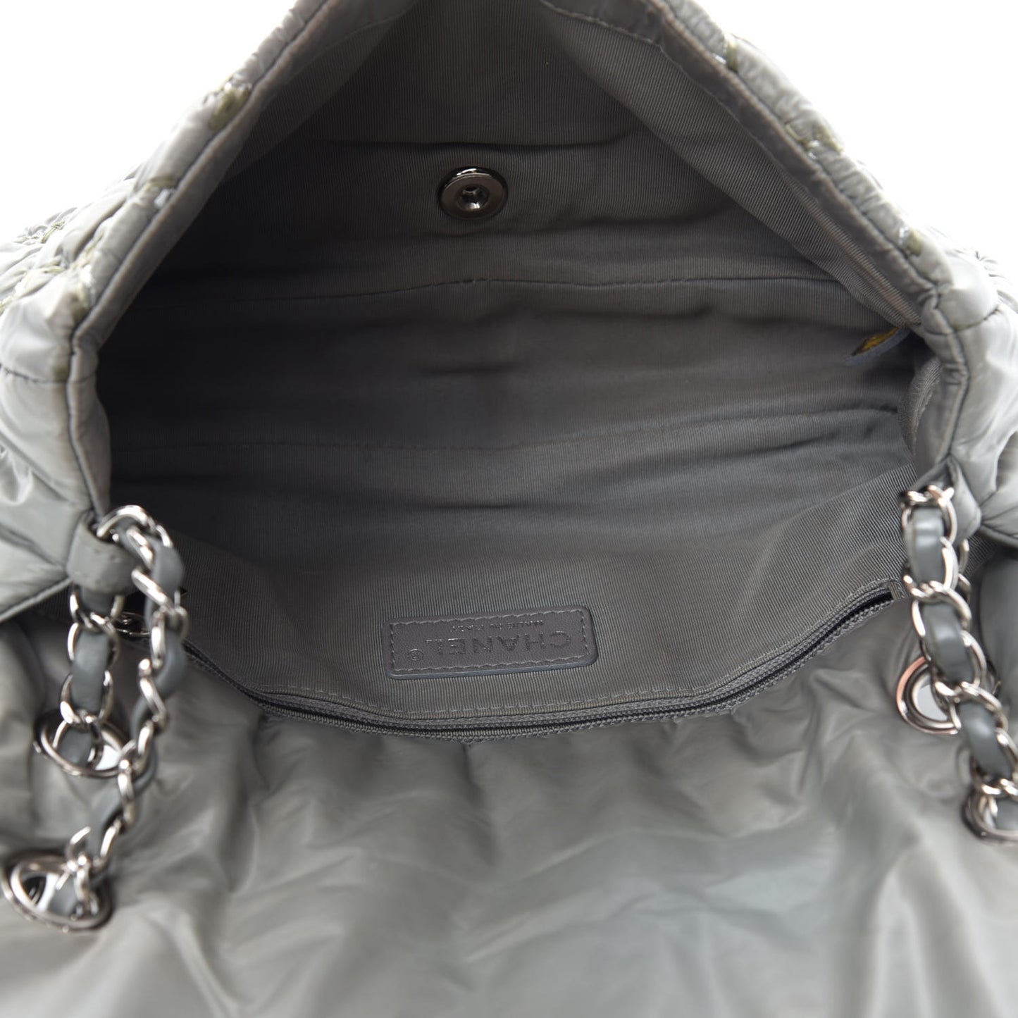 Nylon Quilted Medium Tweed on Stitch Bubble Flap Grey