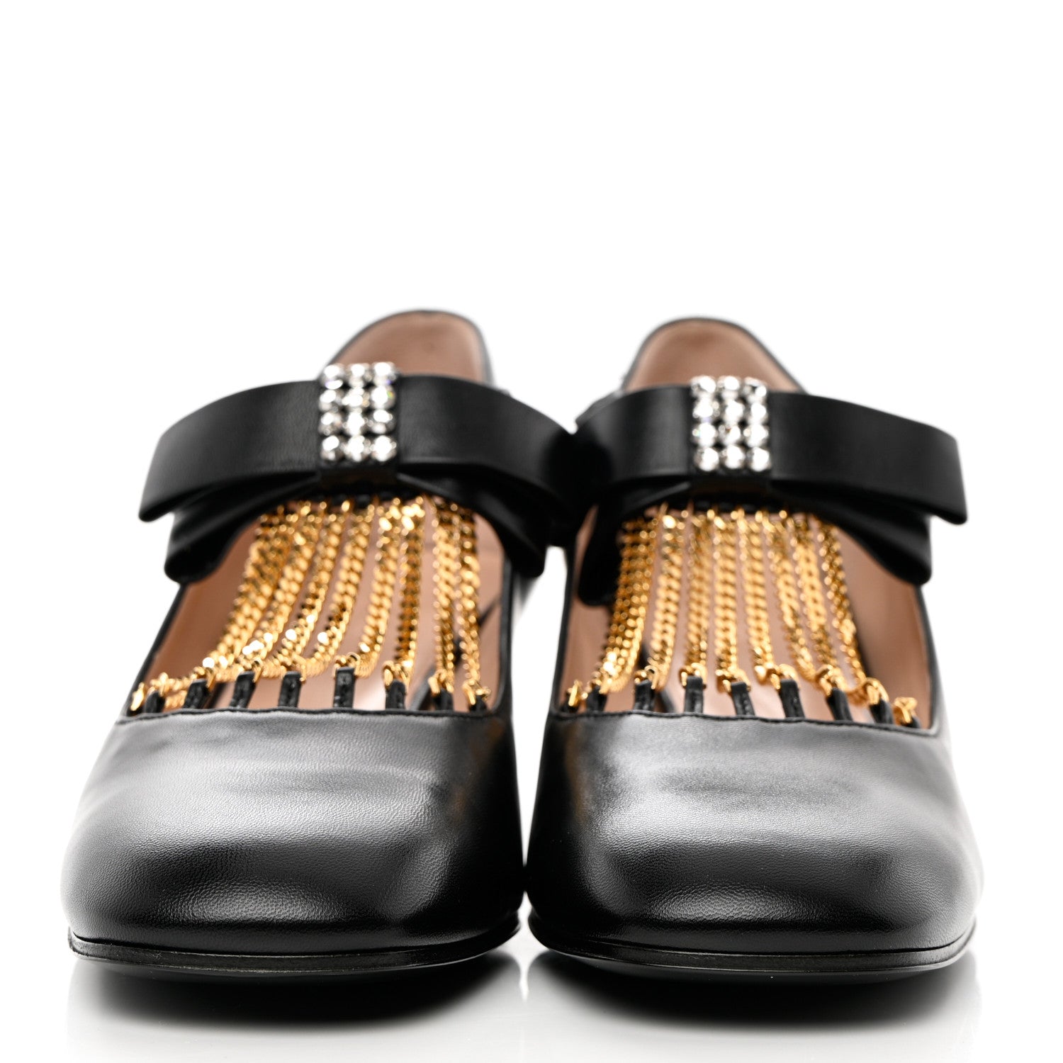 Gucci Nappa Crystal Bonny Bow Mary Jane Pumps 38.5 Black 2 of 9