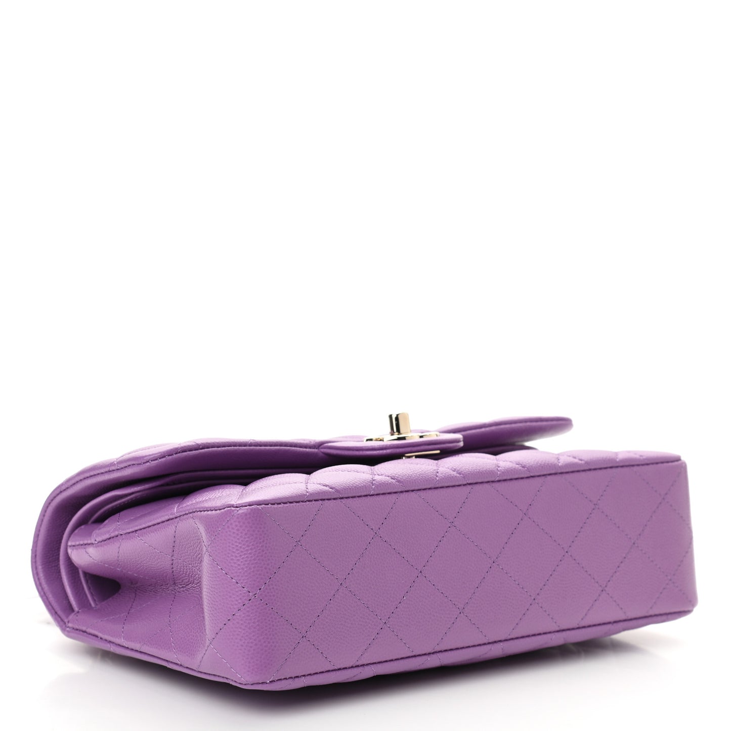 Caviar Quilted Small Double Flap Purple