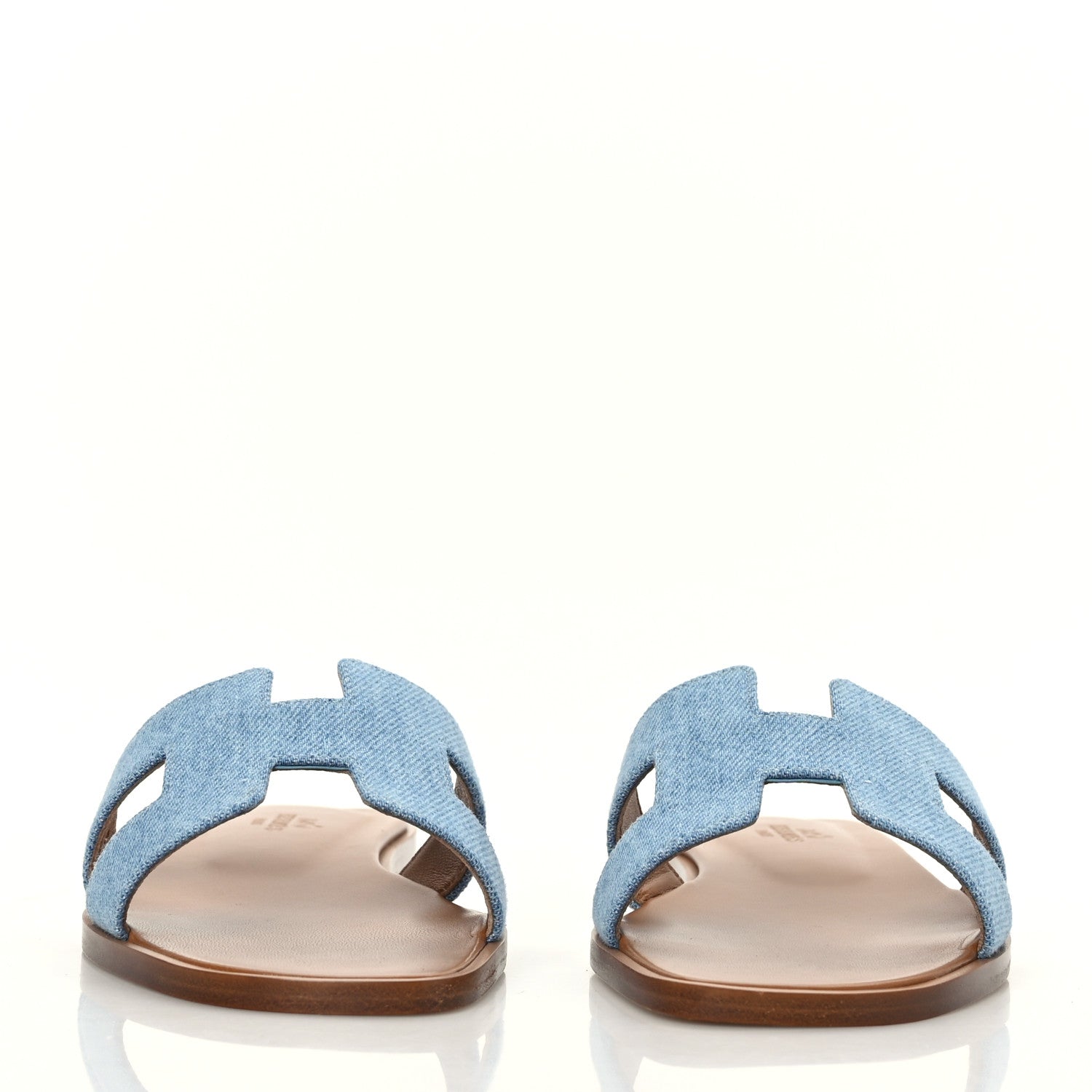 Hermes Denim Canvas Oran Sandals 35.5 Bleu Clair 2 of 9