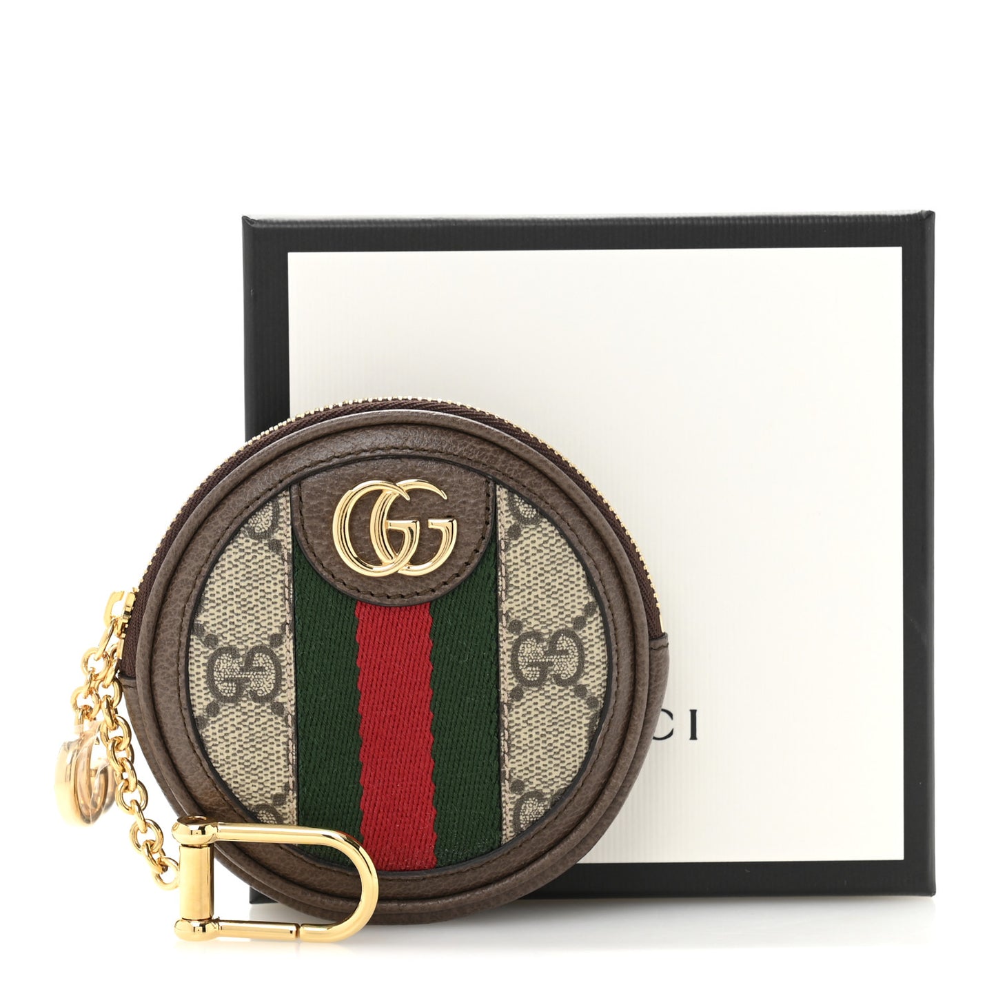 GG Supreme Monogram Web Ophidia Round Coin Purse Beige New Acero