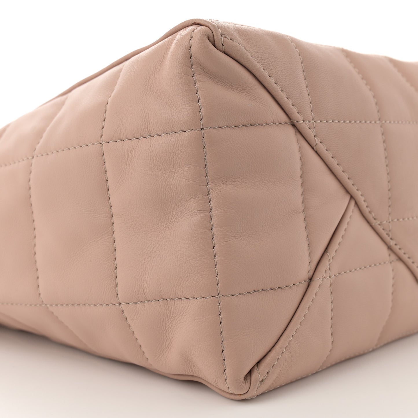 Calfskin Quilted Vertical Cabas Tote Beige