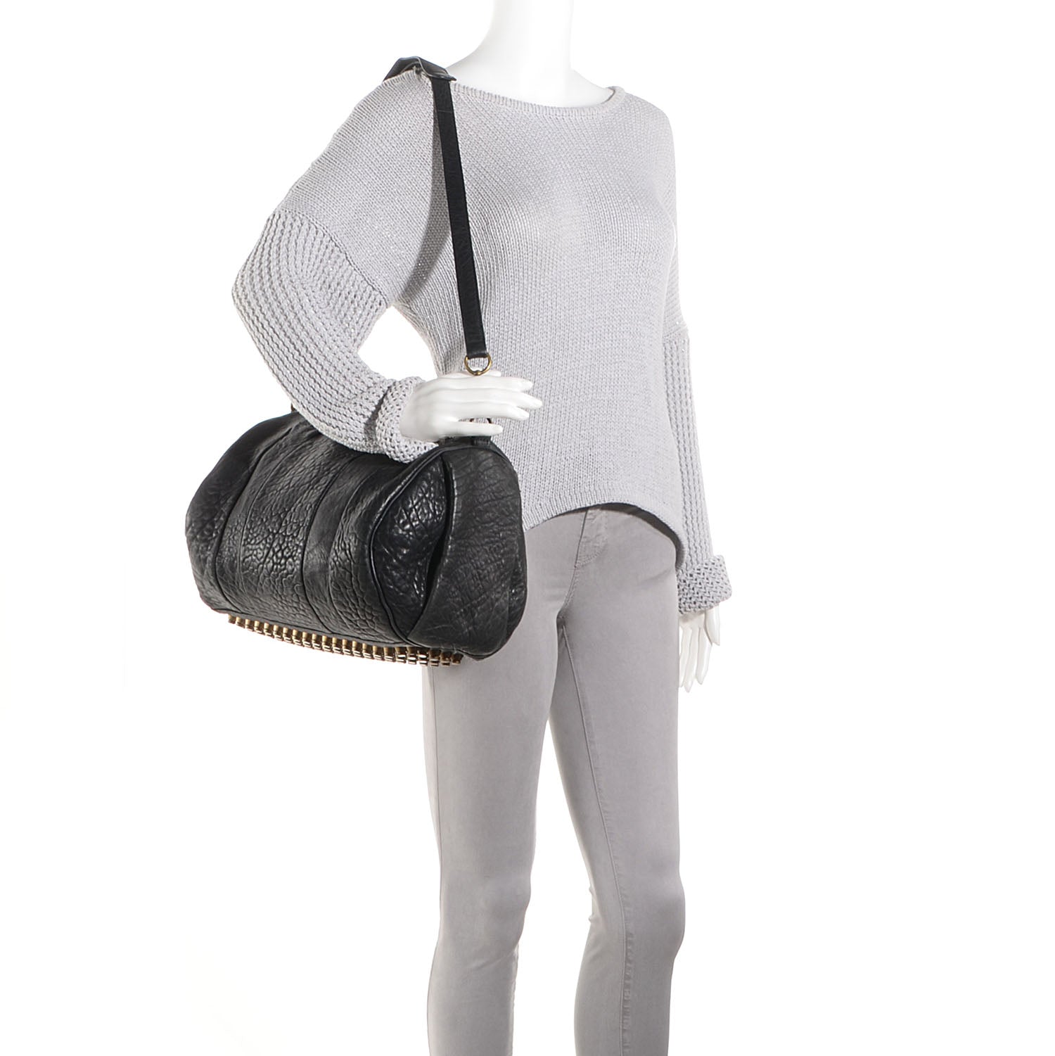 Alexander Wang Pebbled Lambskin Rocco Black Antique Brass Hardware 2 of 7