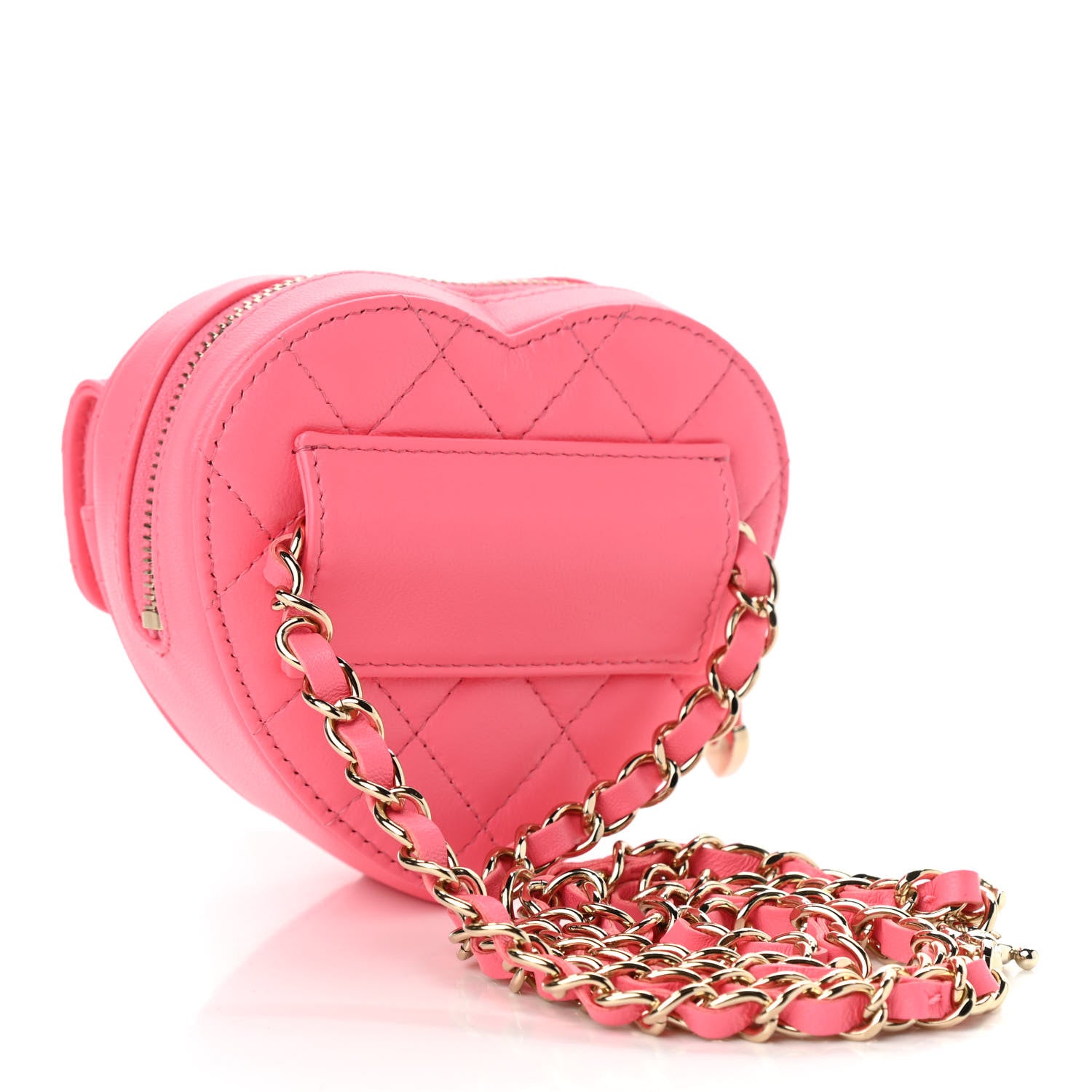 Chanel Lambskin Quilted CC In Love Heart Waist Belt Bag With Chain Pink 3 of 11