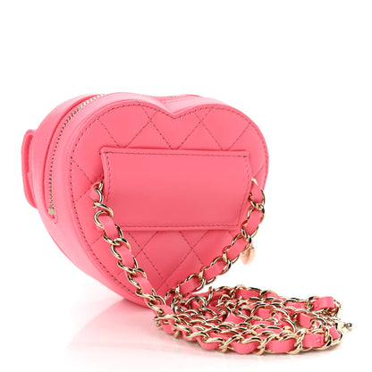 Chanel Lambskin Quilted CC In Love Heart Waist Belt Bag With Chain Pink 3 of 11