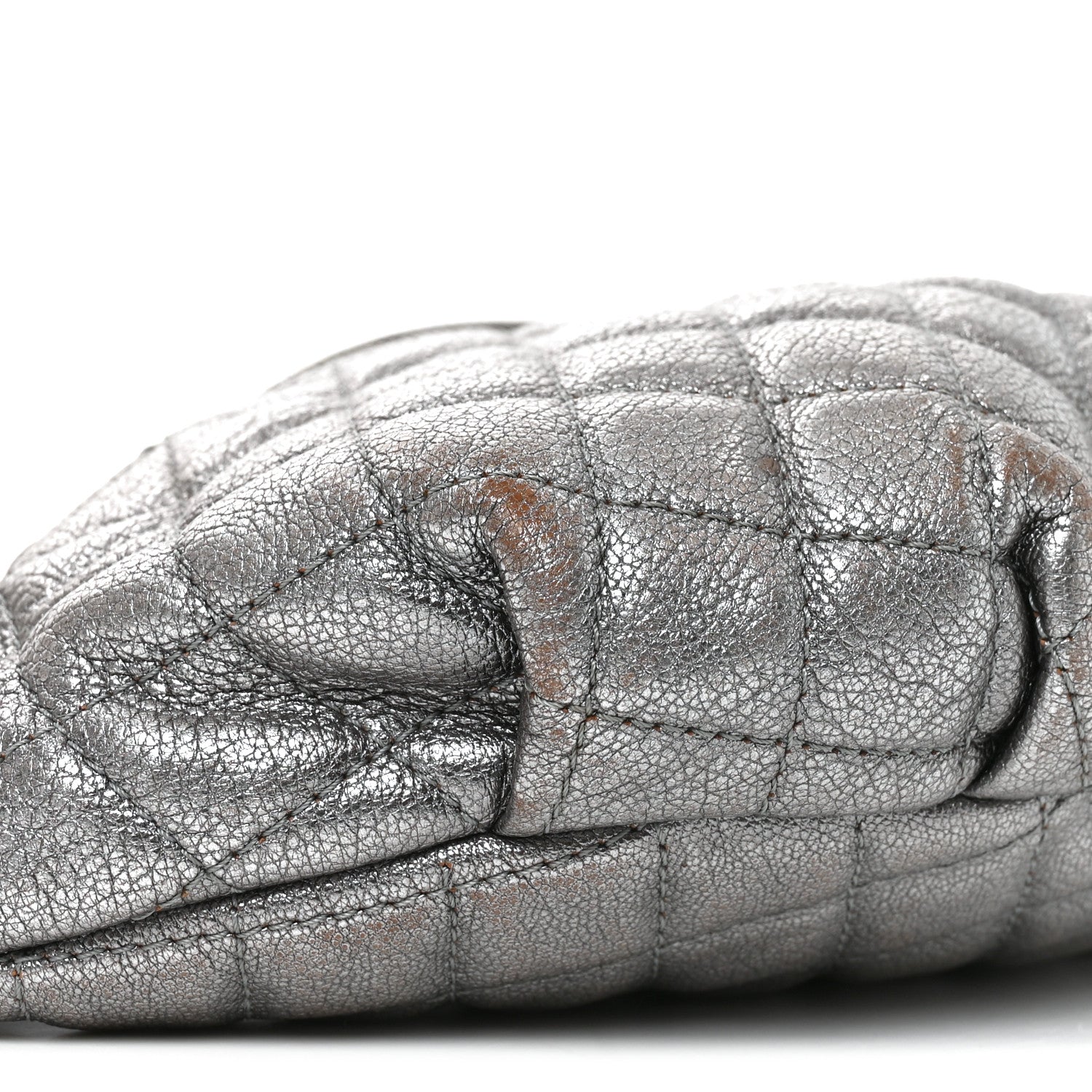 Chanel Metallic Goatskin Quilted Banane Waist Bag Fanny Pack Silver 8 of 9
