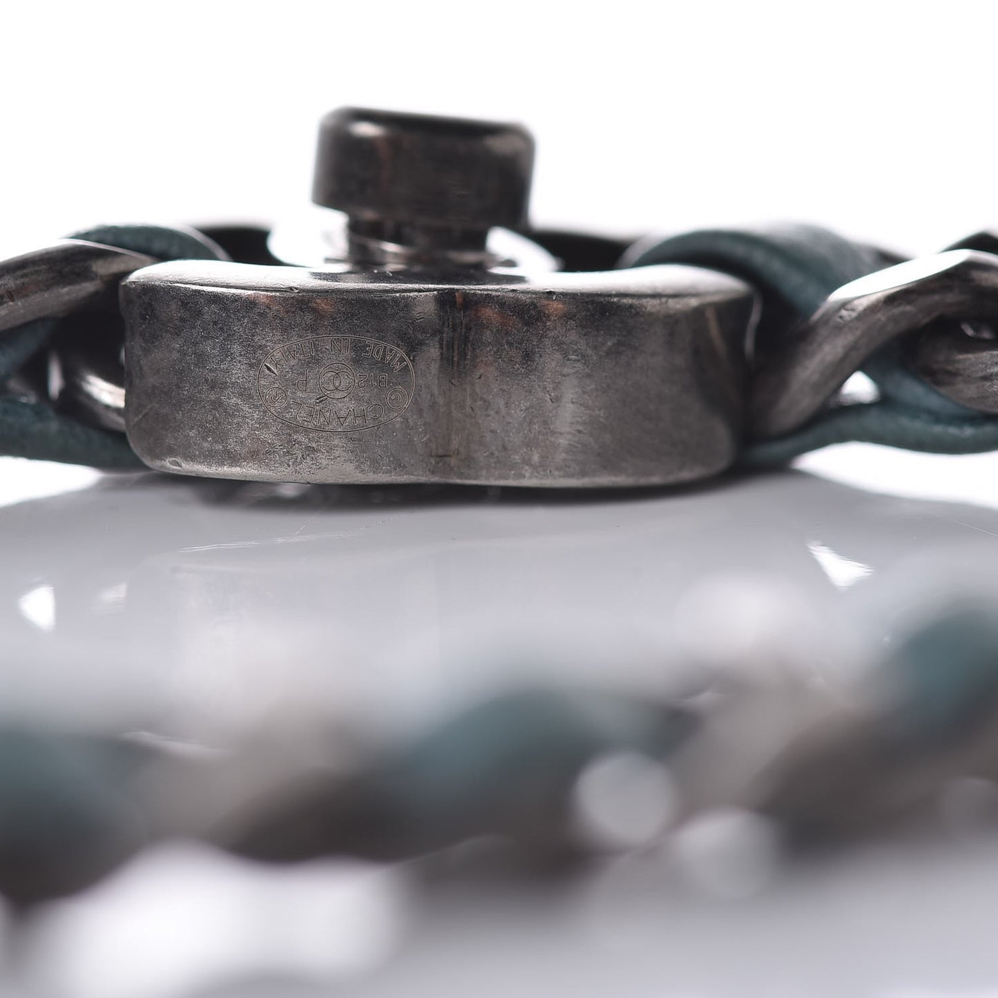 Lambskin CC Turnlock Chain Bracelet Turquoise