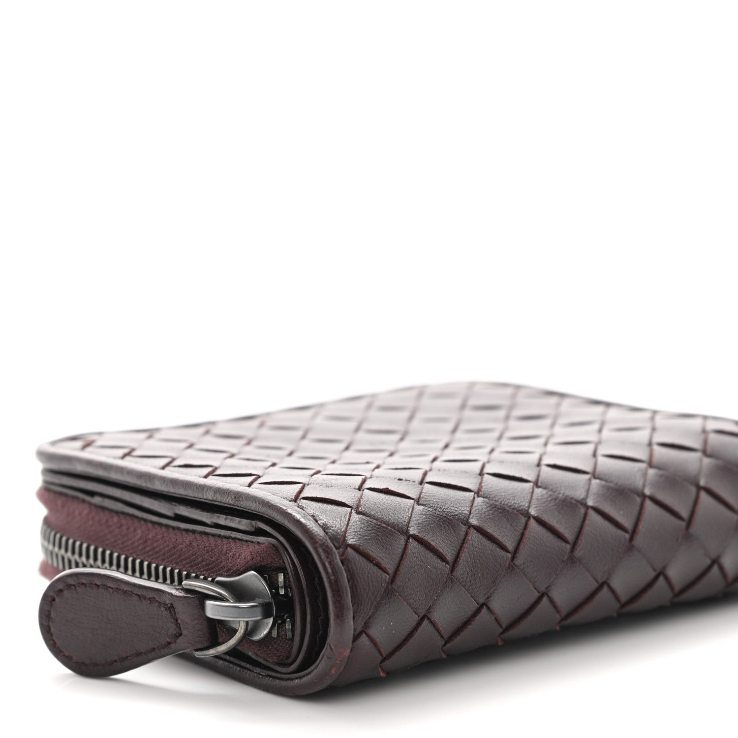 Bottega Veneta Nappa Intrecciato Zip Around Coin Purse Aubergine 8 of 9