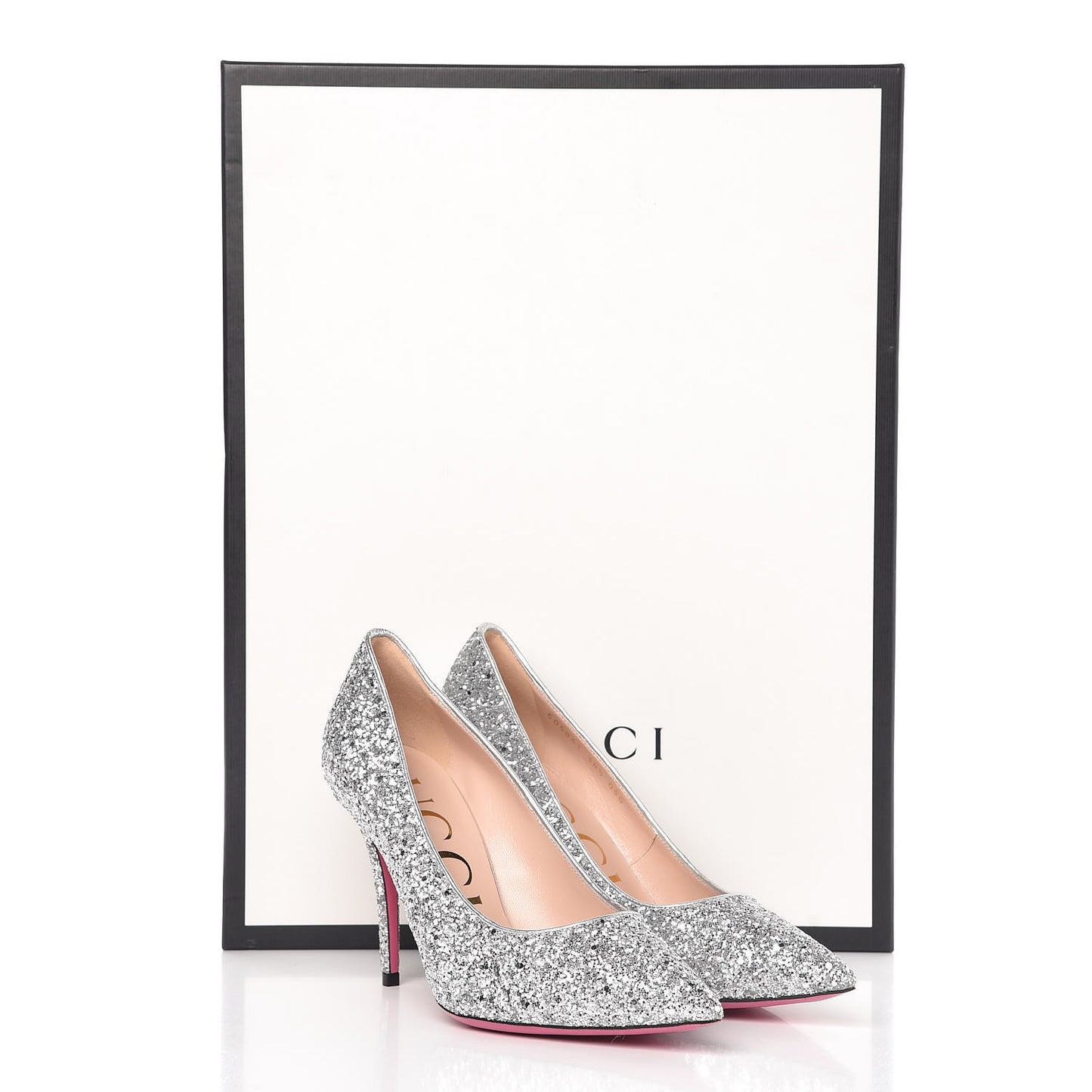 Nappa Silk Glitter Removable Crystal Heart Pumps 38.5 Argento