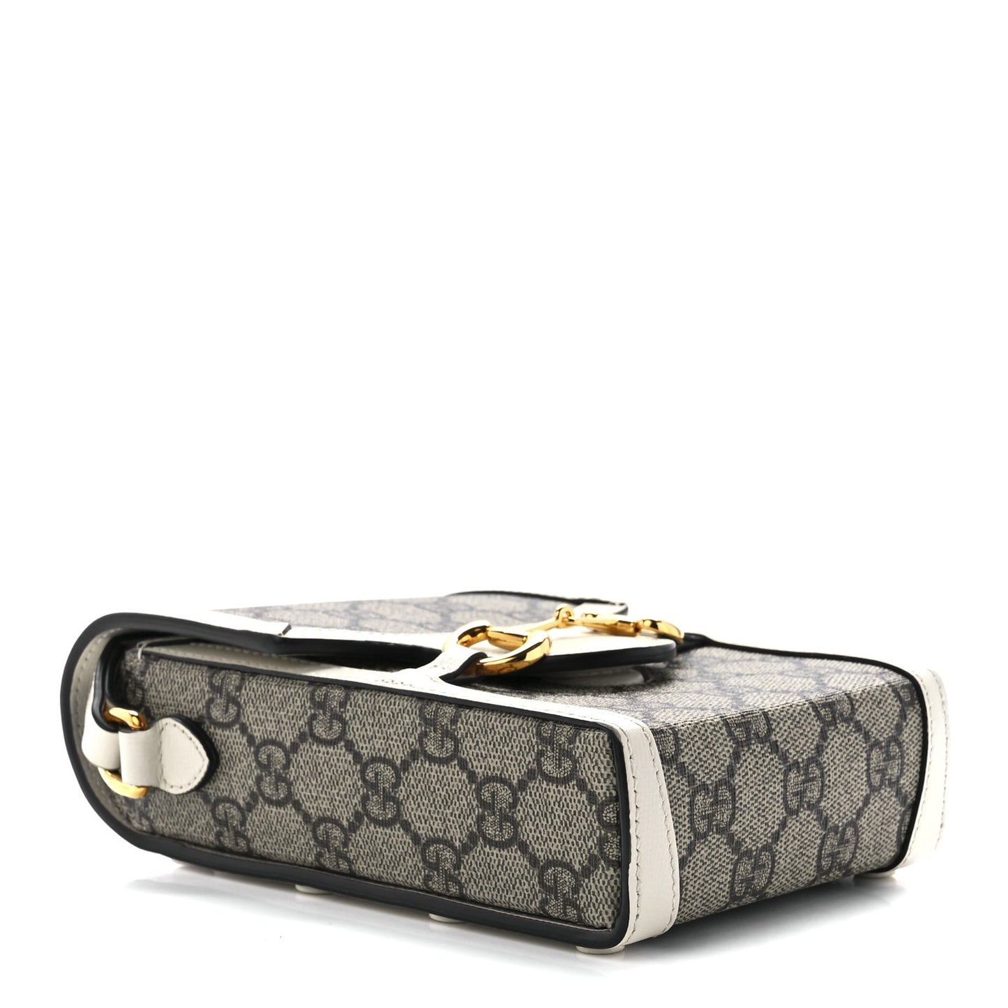 GG Supreme Monogram Azalea Calfskin Mini Horsebit 1955 Crossbody Bag Beige Ebony Mystic White