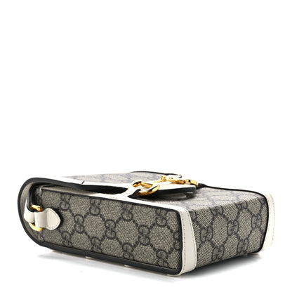 Gucci GG Supreme Monogram Azalea Calfskin Mini Horsebit 1955 Crossbody Bag Beige Ebony Mystic White 4 of 11