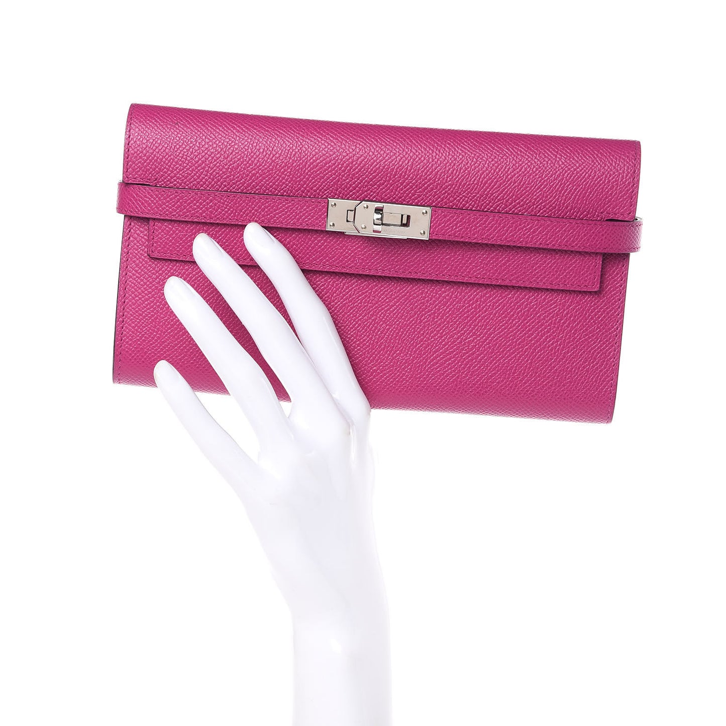 Epsom Kelly Longue Wallet Rose Pourpre