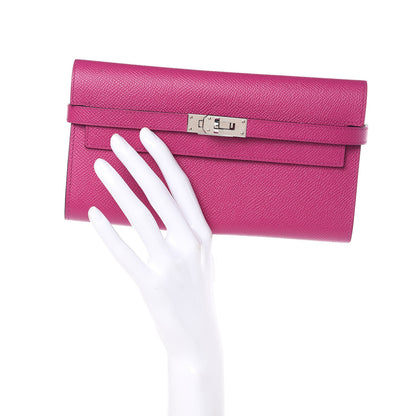 Hermes Epsom Kelly Longue Wallet Rose Pourpre 2 of 11