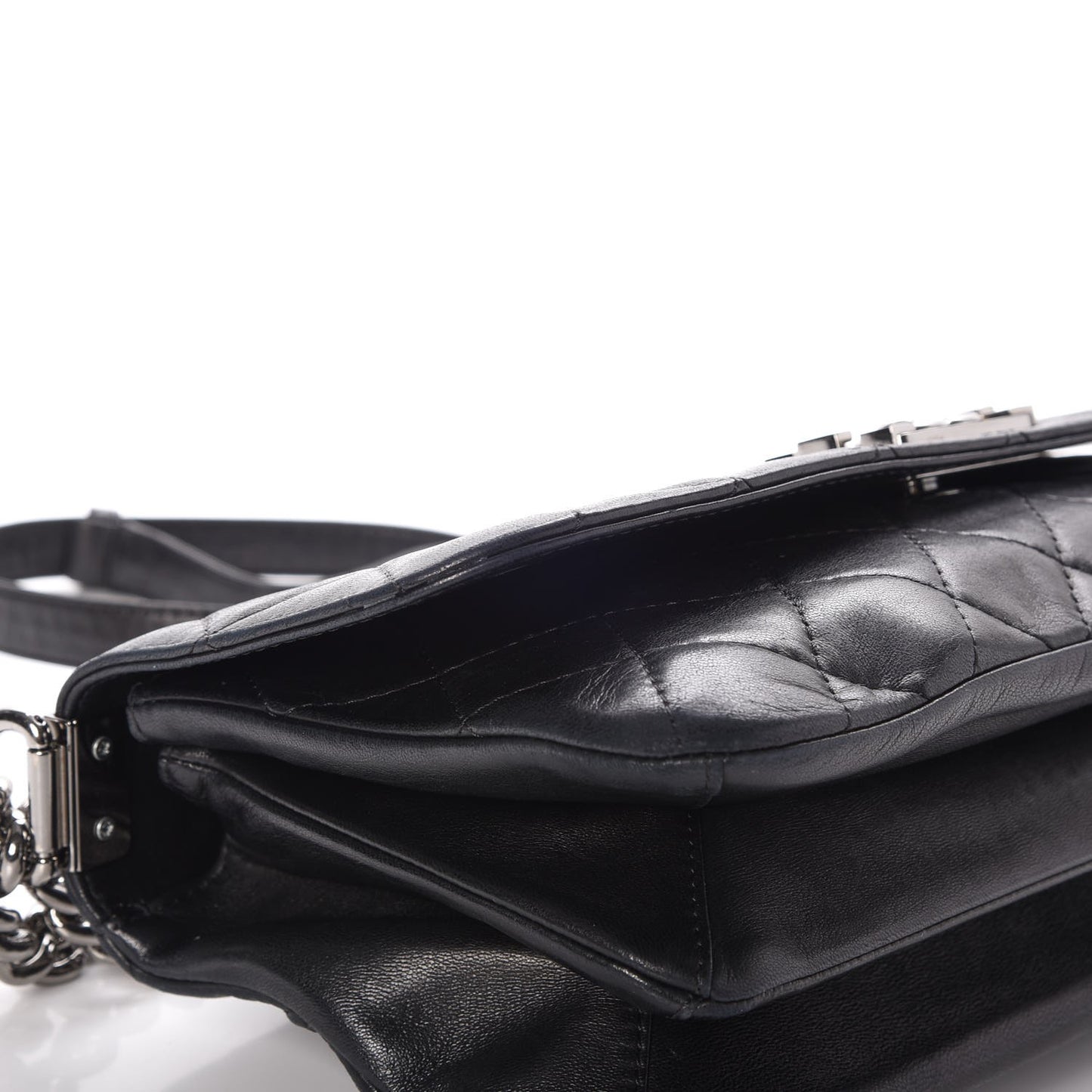 Lambskin Quilted Soft Boy Flap Black