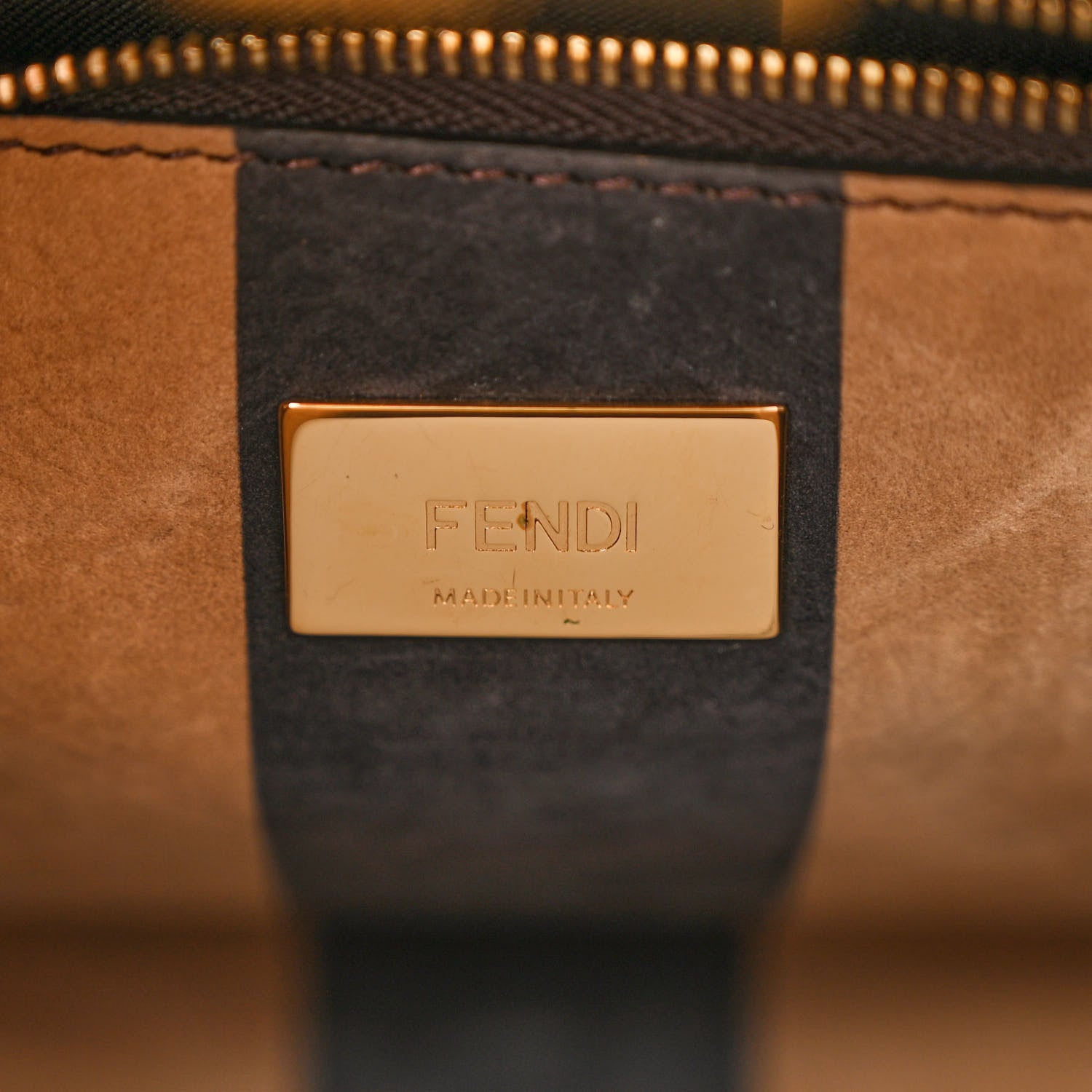 Fendi Vitello Seta Nabuk Pequin Mini Peekaboo Iconic Satchel Cuoio Tobacco Moro 6 of 11