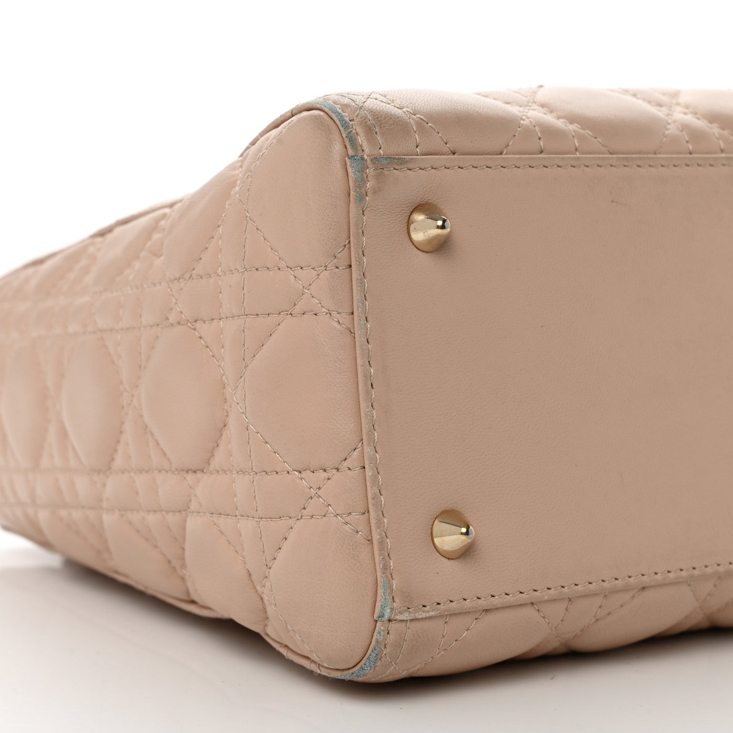 Christian Dior Lambskin Cannage Medium Lady Dior Beige 9 of 12