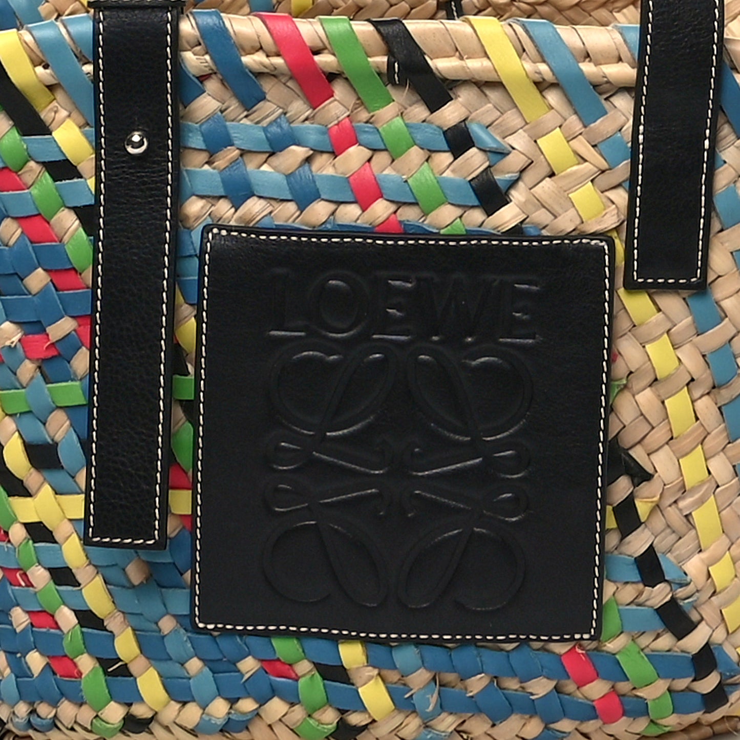 Raffia Basket Tote Bag Natural Multicolor
