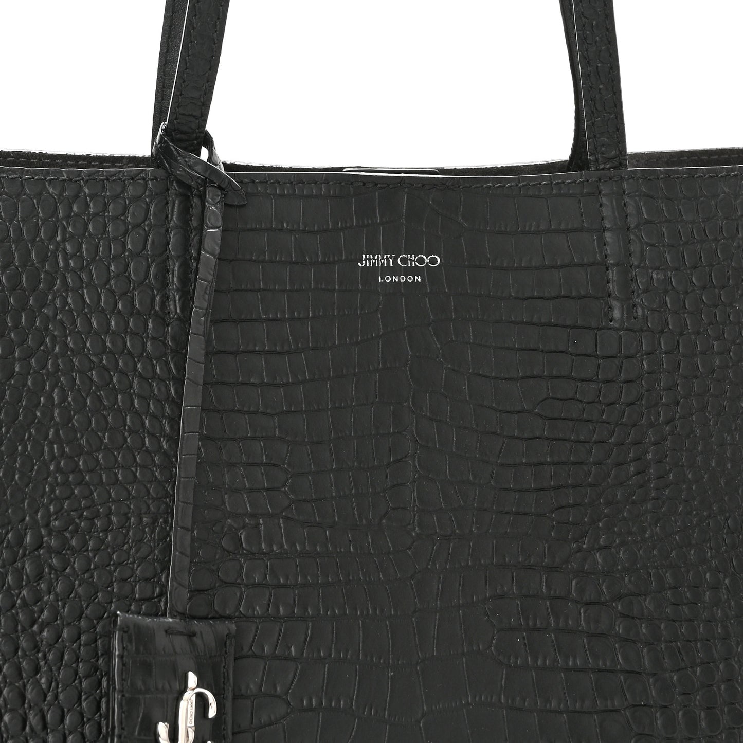 Calfskin Crocodile Embossed Nine2Five East West Tote Black