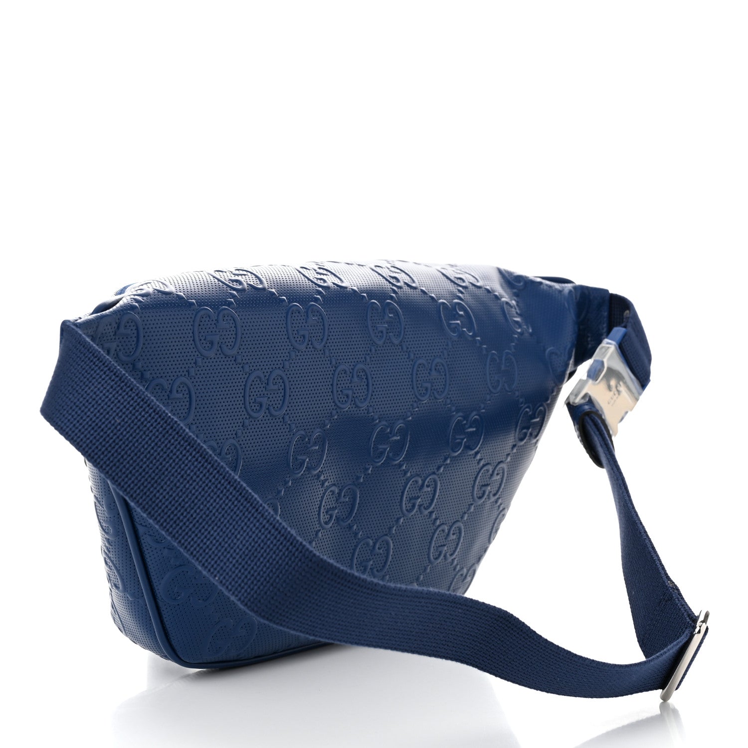 Gucci Calfskin GG Tennis Embossed Pocket Belt Bag 90 Intense Metal Blue 3 of 11