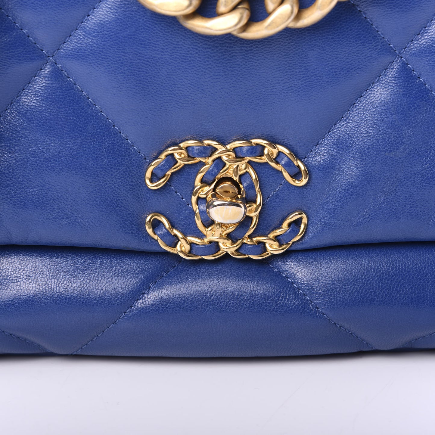 Goatskin Quilted Medium 19 Flap Dark Blue