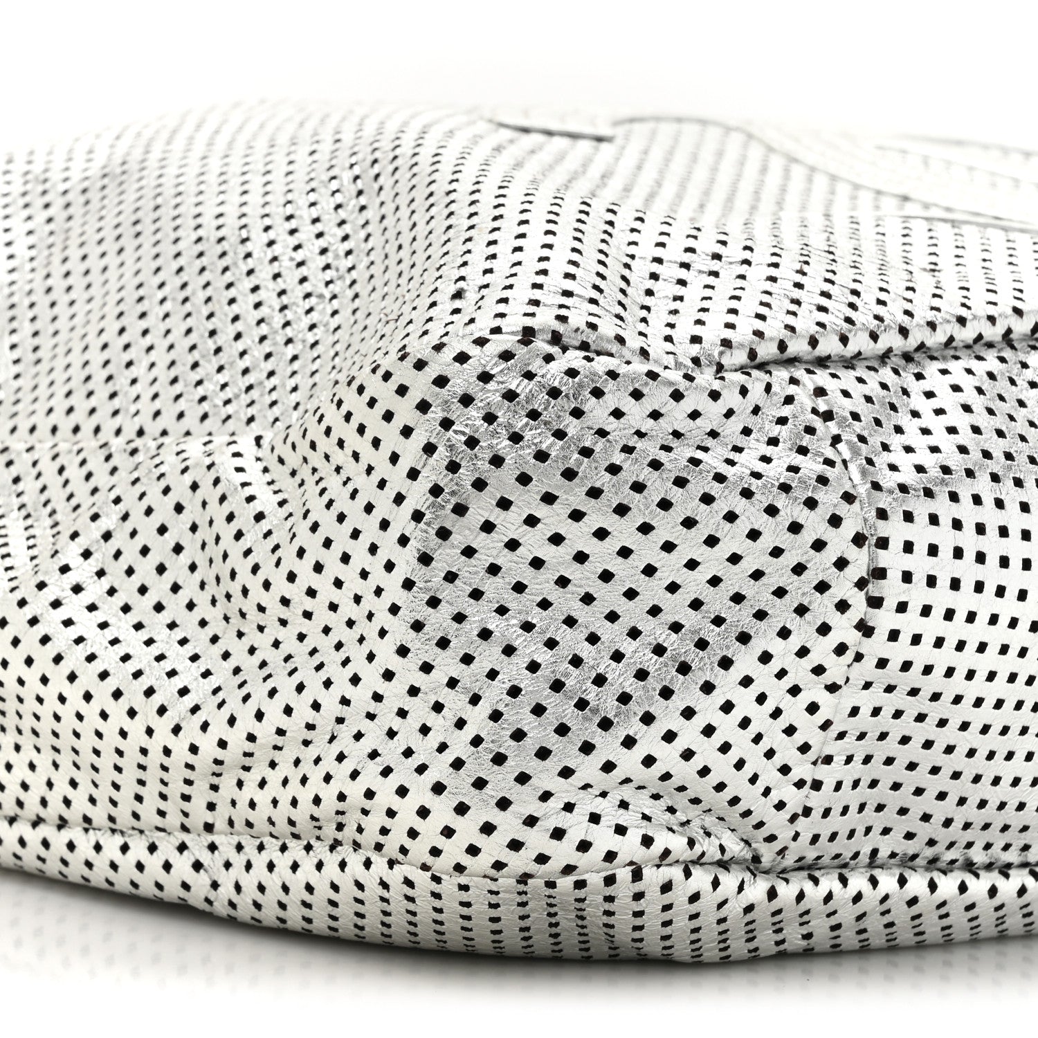 Chanel Metallic Glazed Calfskin Perforated Large Rodeo Drive Tote Silver 10 of 11