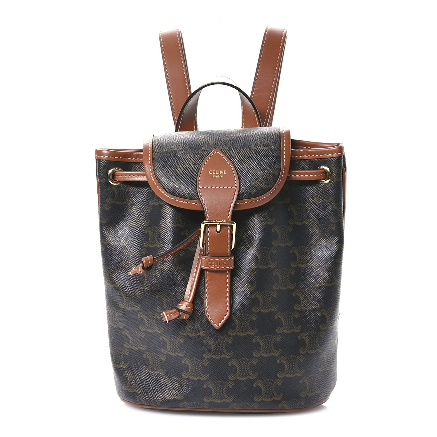 Triomphe Canvas Calfskin Mini Folco Backpack Tan