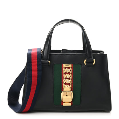 Gucci Calfskin Medium Sylvie Top Handle Tote Black 1 of 10