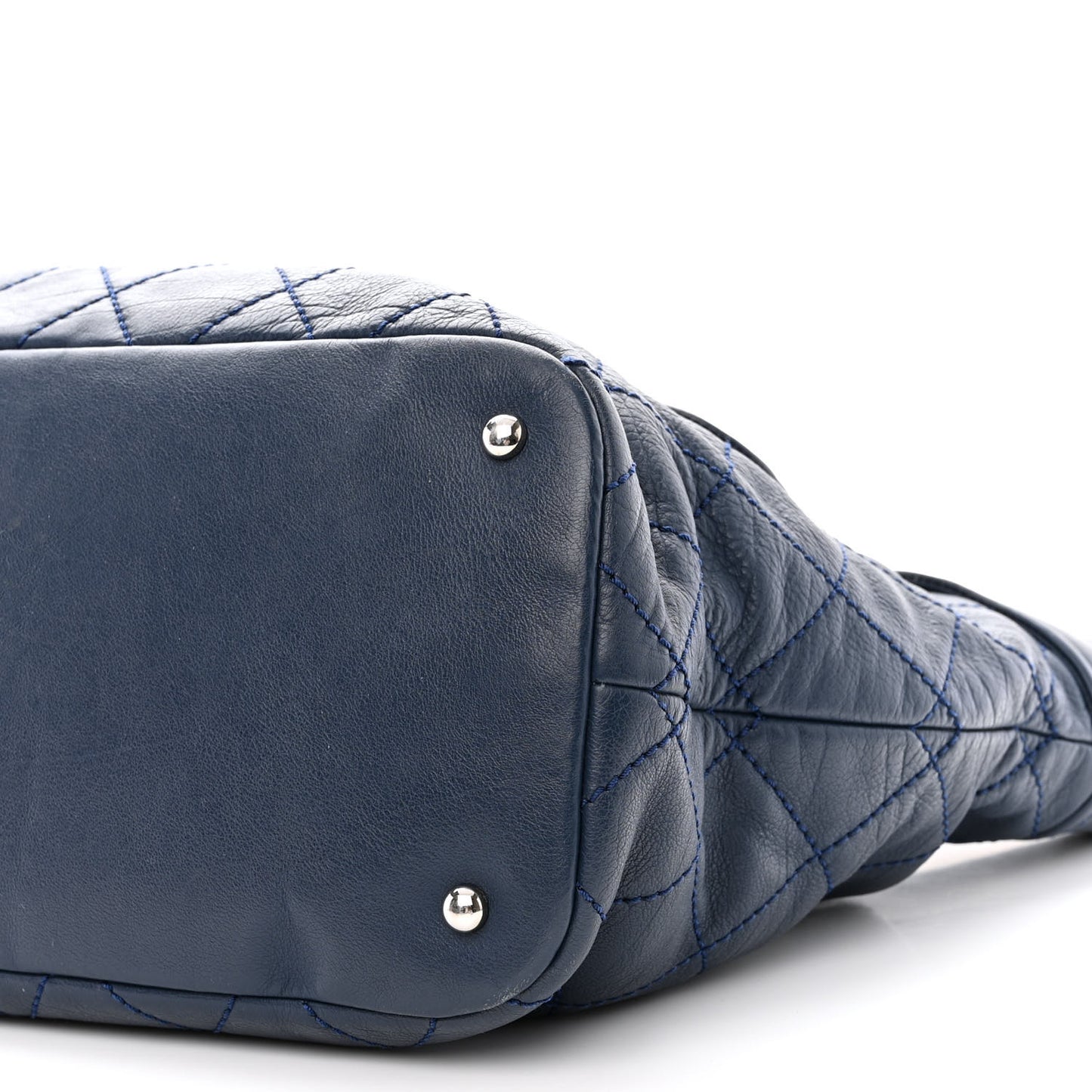 Calfskin Large Front Flap Tote Navy