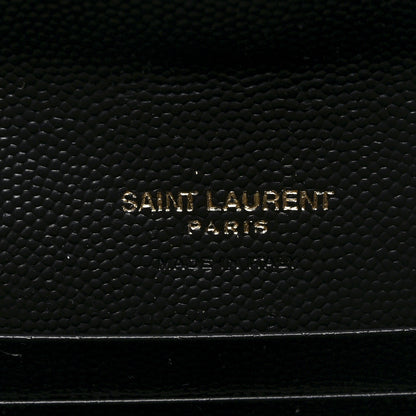 Saint Laurent Grain De Poudre Matelasse Chevron Small Monogram Envelope Wallet Black 6 of 8