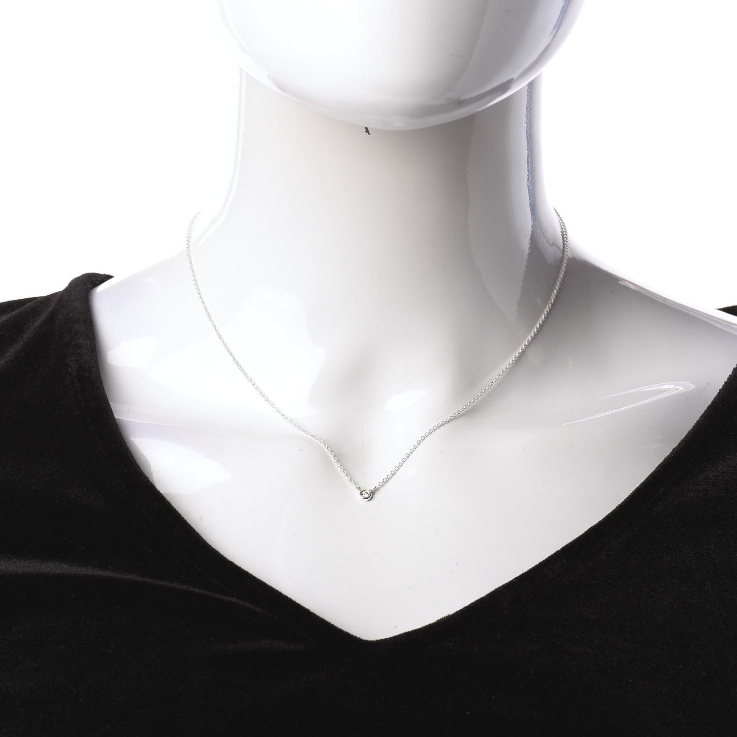 Tiffany Sterling Silver Diamond .03ct Elsa Peretti Diamonds by the Yard Pendant Necklace 2 of 4