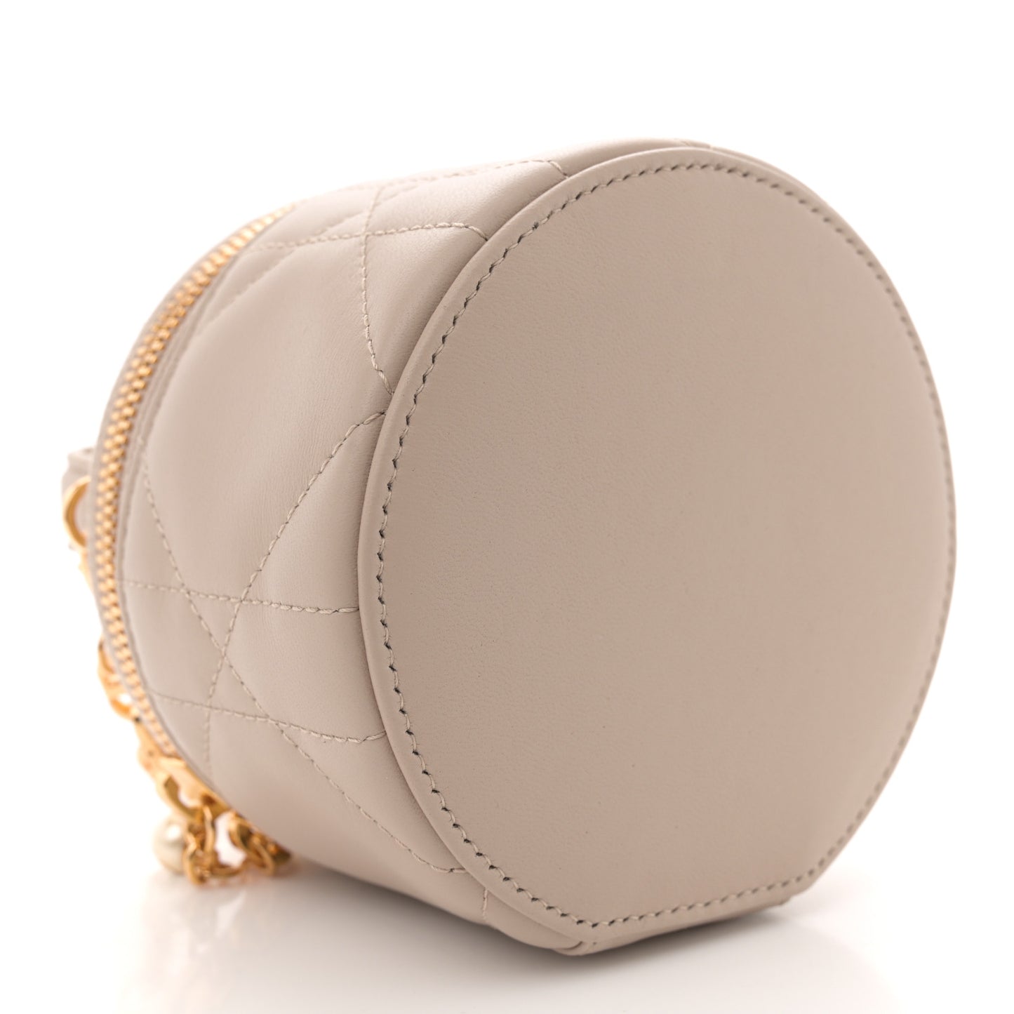 Lambskin Cannage Micro Lady Dior Vanity Case Light Beige