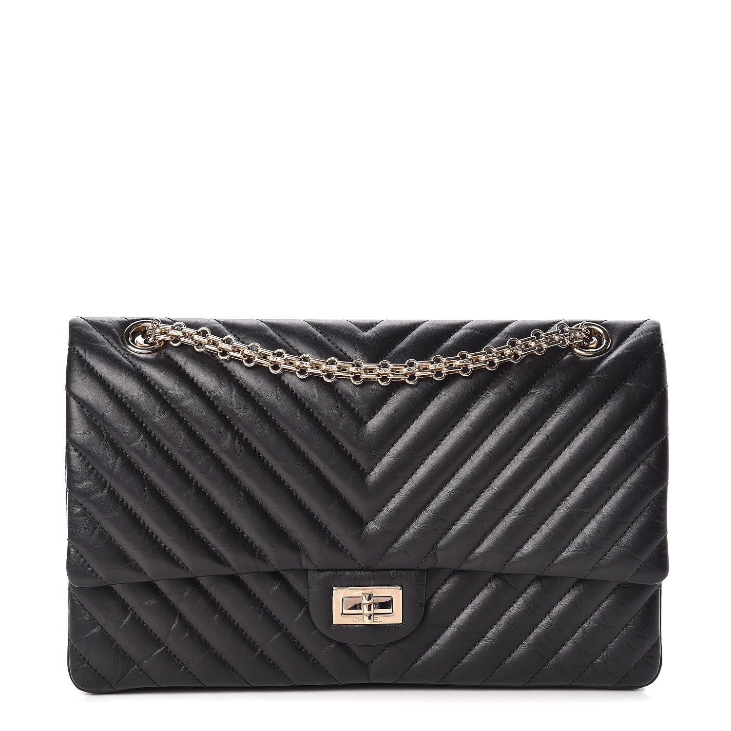 Chanel Aged Calfskin Chevron Quilted 2.55 Reissue 226 Flap Black 1 of 11