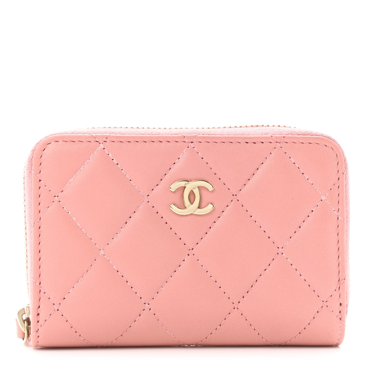 Chanel Lambskin Quilted Zip Around Coin Purse Light Pink 1 of 9