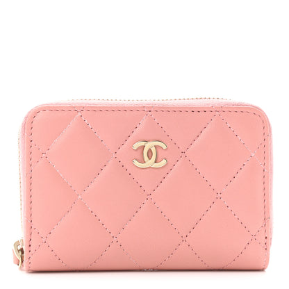 Chanel Lambskin Quilted Zip Around Coin Purse Light Pink 1 of 9