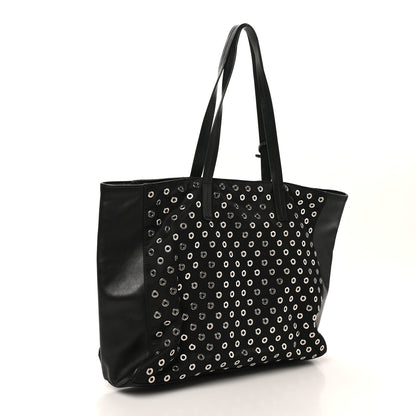 Prada Tessuto Nylon Calfskin Grommet Tote Black 3 of 9