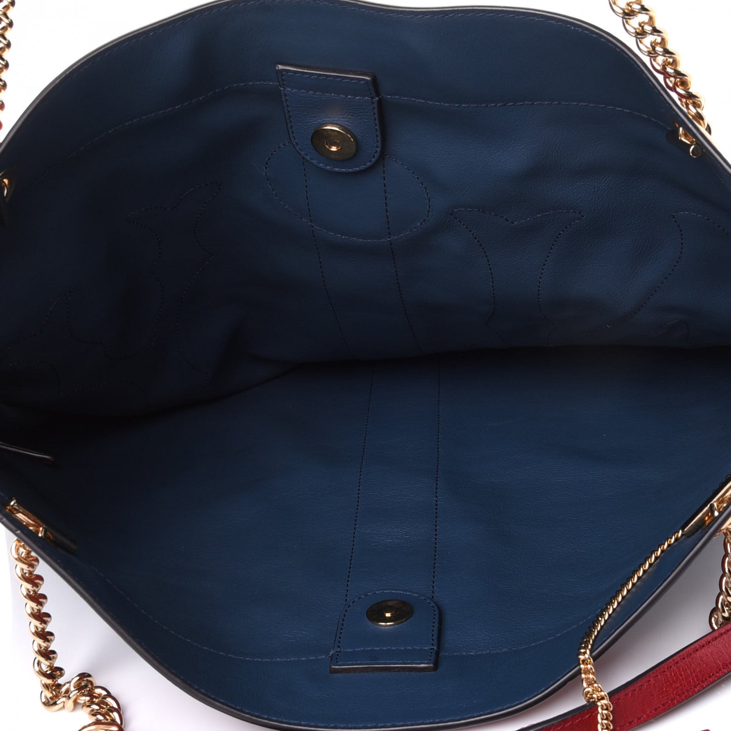 X MLB Suede Calfskin NY Yankees Large Rajah Chain Tote New Blue Romantic Cherry