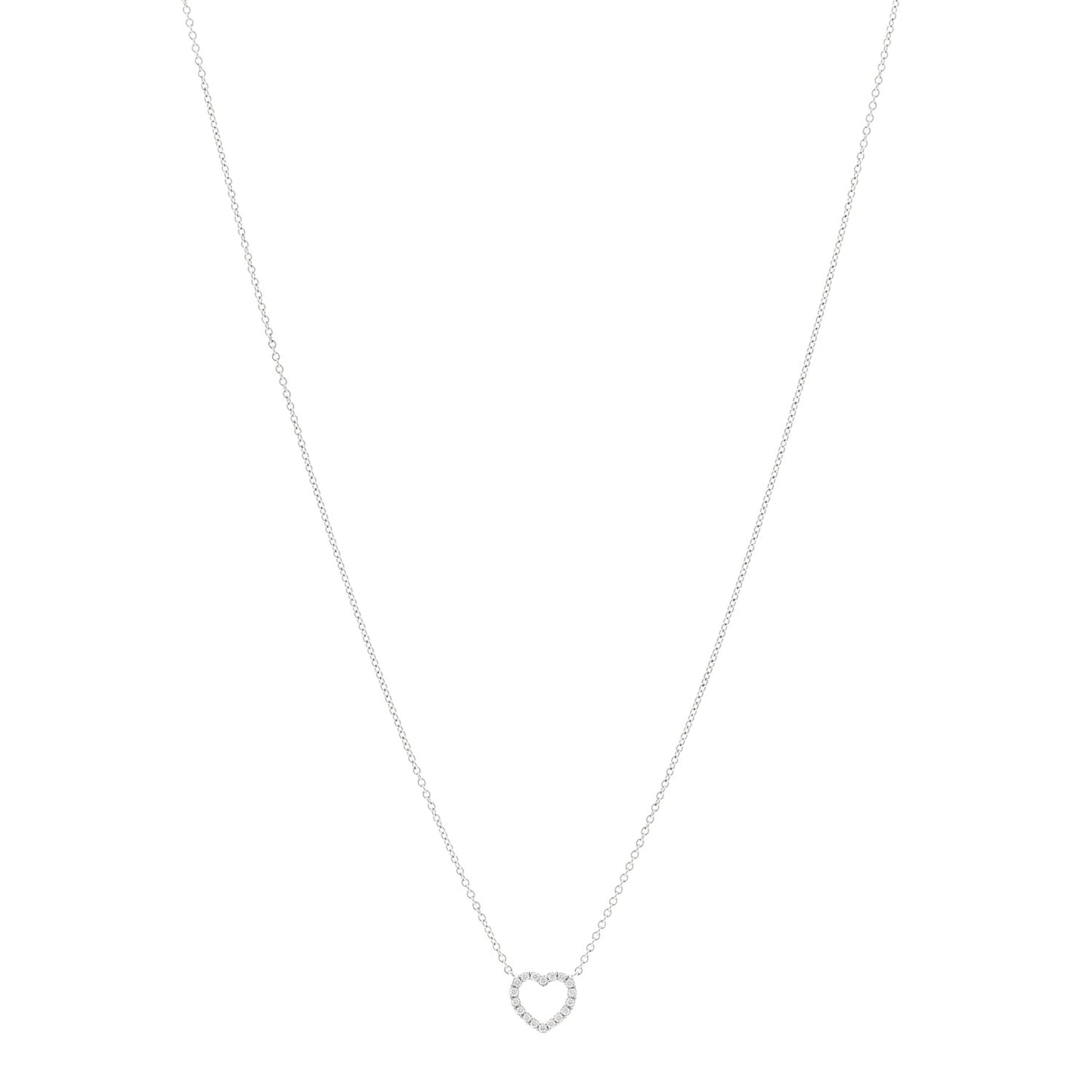 18K White Gold Diamond Metro Heart Pendant Necklace