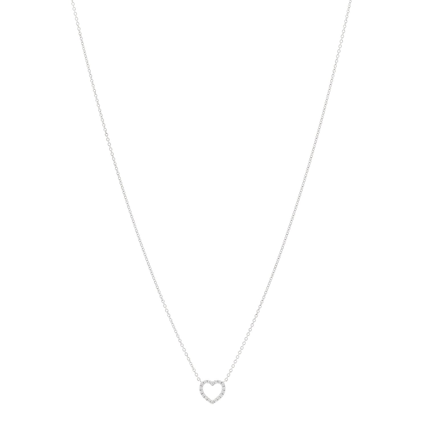 Tiffany 18K White Gold Diamond Metro Heart Pendant Necklace 1 of 5